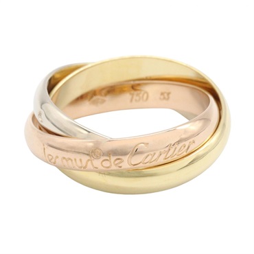 CARTIER Trinity Ring 18KYG 18KPG 18KWG Three gold Used Women #53 US size 6.25