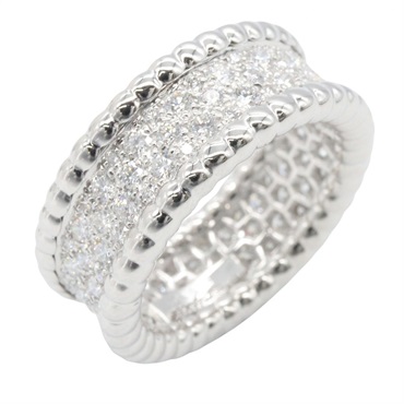 Van Cleef & Arpels Perle Diamond Ring Triple Band Model 18KWG Women US #5.25 #50