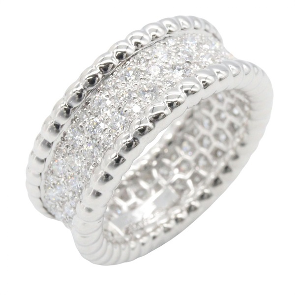 Van Cleef & Arpels Perle Diamond Ring Triple Band Model 18KWG Women US #5.25 #50