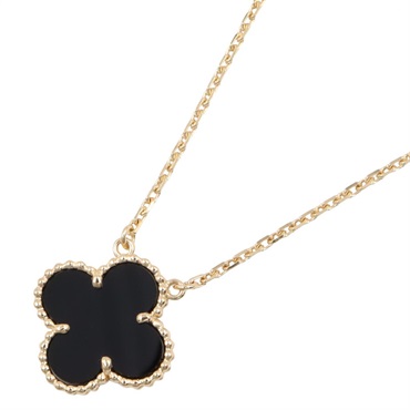 Van Cleef & Arpels Vintage Alhambra Onyx Necklace 18KYG Yellow Gold Black Used