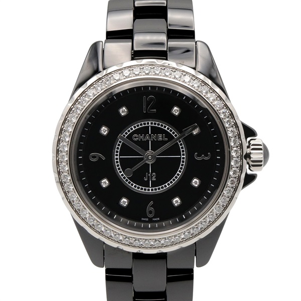 CHANEL J12 Diamond Bezel 8P Diamond Wrist Watch H3108 Quartz ceramic Used Women