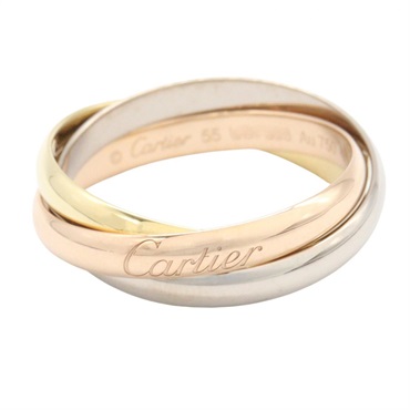 CARTIER Trinity Ring 18KYG 18KPG 18KWG Three gold Used Women US size 7 #55
