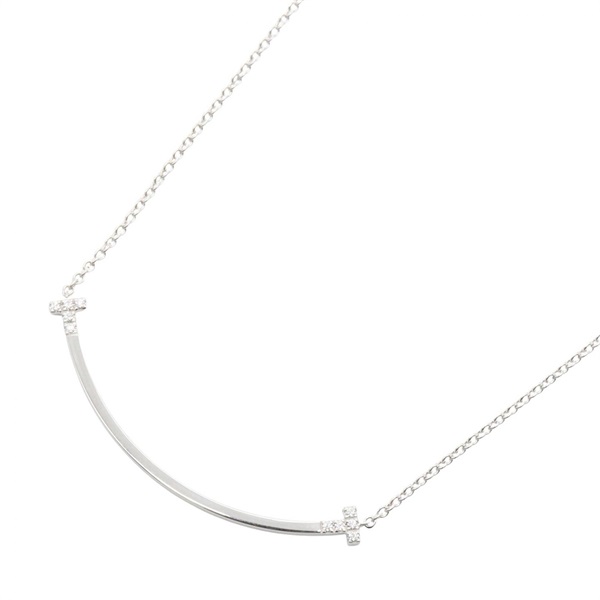 TIFFANY＆CO T Smile Small Diamond Necklace 18KWG White Gold Used women