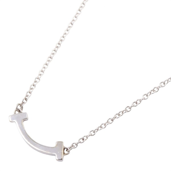 TIFFANY＆CO T Smile Mini Necklace Pendant 18KWG White Gold Used women