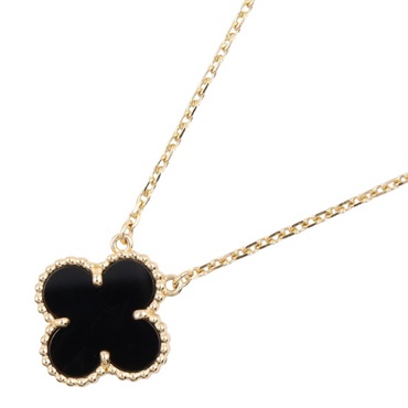 Van Cleef & Arpels Vintage Alhambra Onyx Necklace 18KYG Yellow Gold Black Used