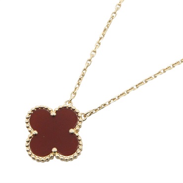 Van Cleef & Arpels Vintage Alhambra Carnelian Necklace 18KYG Gold Red Used Women