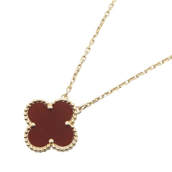 Van Cleef & Arpels Vintage Alhambra Carnelian Necklace 18KYG Gold Red Used Women