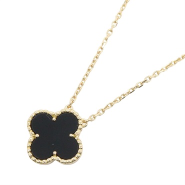 Van Cleef & Arpels Vintage Alhambra Onyx Necklace 18KYG Yellow Gold Black Used