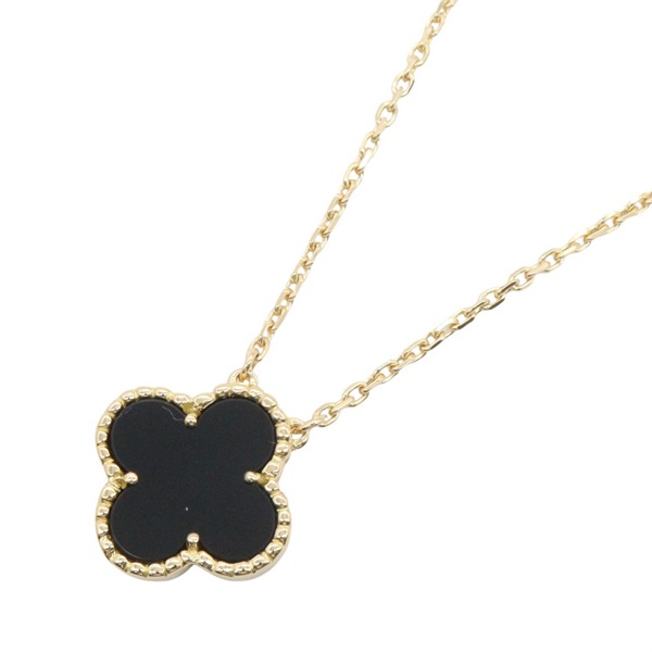 Van Cleef & Arpels Vintage Alhambra Onyx Necklace 18KYG Yellow Gold Black Used
