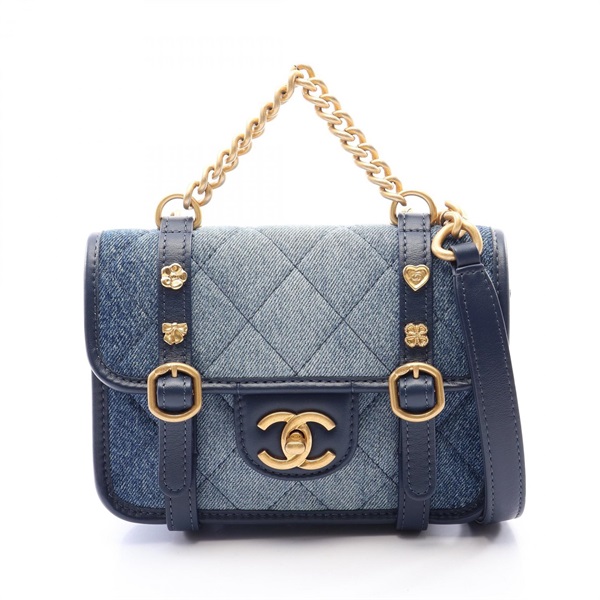 CHANEL Mini Matelasse Chain Shoulder Crossbody Bag AS5132 denim leather GHW Used