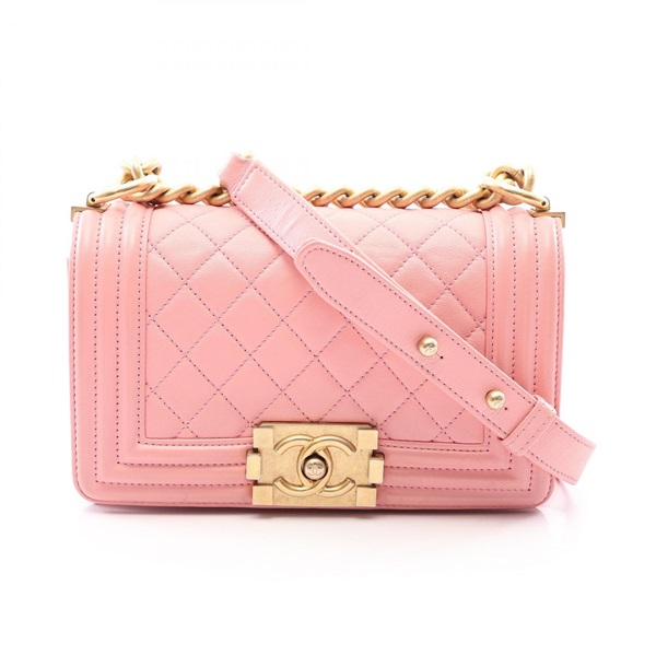 CHANEL Boy Chanel Small Chain Crossbody Shoulder Bag A67085 leather PK GHW Used