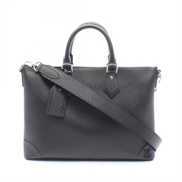 LOUIS VUITTON Slim Briefcase NV Shoulder Bag M30978 Taiga leather Black Used LV