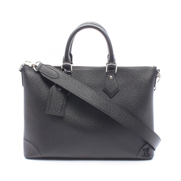 LOUIS VUITTON Slim Briefcase NV Shoulder Bag M30978 Taiga leather Black Used LV