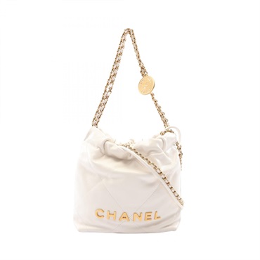 CHANEL 22 Mini Chain Crossbody Shoulder Bag AS3980 leather White GHW Used Women