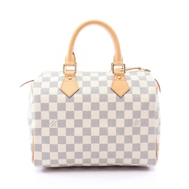 LOUIS VUITTON Speedy 25 Handbag N41371 Damier Azur canvas leather White Used