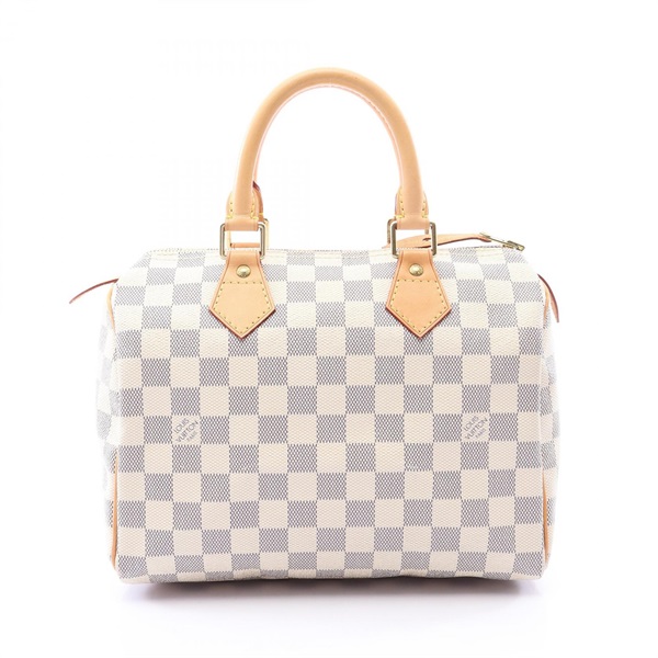 LOUIS VUITTON Speedy 25 Handbag N41371 Damier Azur canvas leather White Used