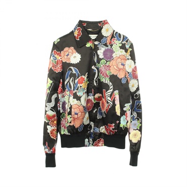 SAINT LAURENT PARIS LOVE Teddy Floral Zip-up Blouson Jacket 472726 Rayon #34