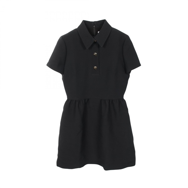 Christian Dior CD Button Shirt Dress 111R07A1166 wool silk Black Preowned #36
