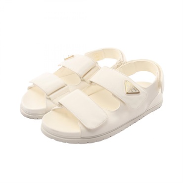 PRADA Triangle logo Sandals #36.5 shoes 1X894N leather White preowned Women