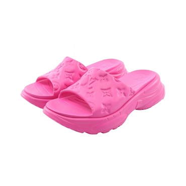 LOUIS VUITTON Pool 55 Line Mule Sandals Shoes #39 rubber Pink Preowned Women