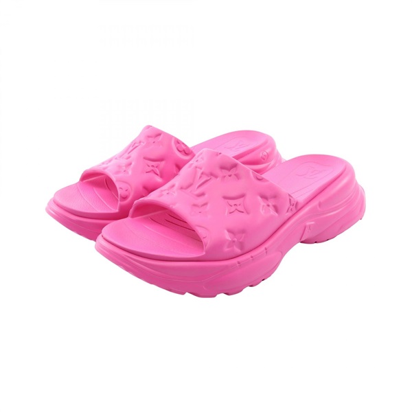 LOUIS VUITTON Pool 55 Line Mule Sandals Shoes #39 rubber Pink Preowned Women