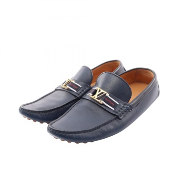 LOUIS VUITTON Hockenheim Line Driving Casual Flat Shoes #7 leather Navy Used LV