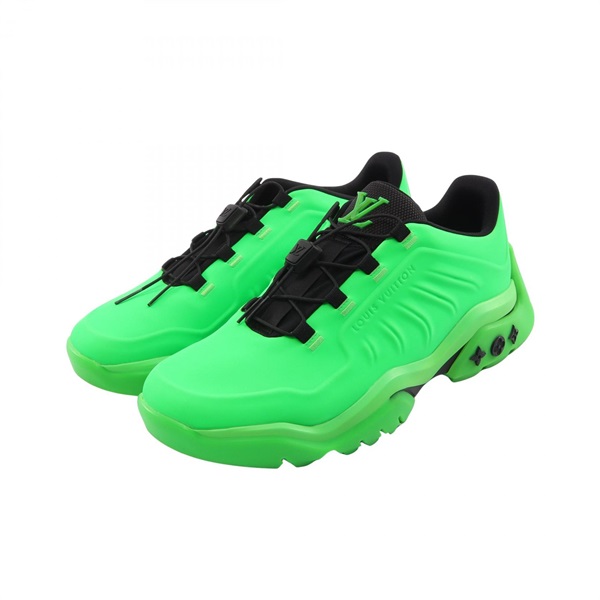 LOUIS VUITTON Millennium line Sneakers Shoes #8 rubber Green Black Used mens LV