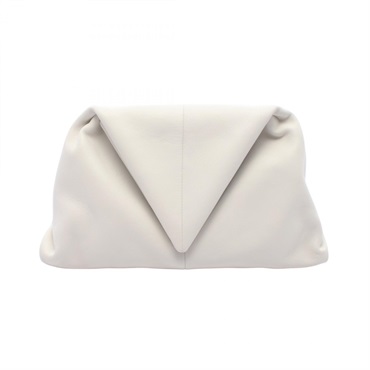 BOTTEGA VENETA Triangle flap business clutch bag 622712 leather White Used Women