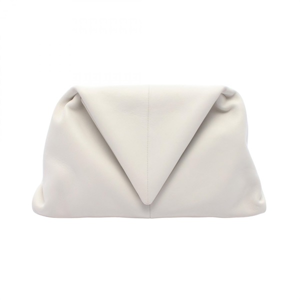 BOTTEGA VENETA Triangle flap business clutch bag 622712 leather White Used Women