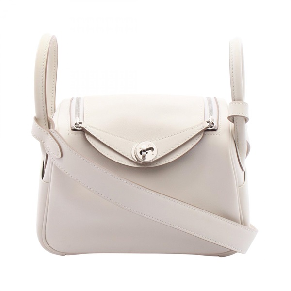 HERMES Lindy Mini Verso Shoulder Crossbody Handbag Swift leather Gray SHW Used W