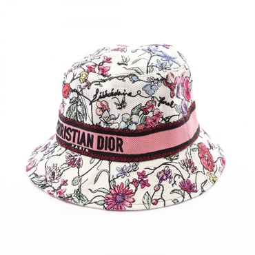 Christian Dior D-Bobby Bucket Florilege Embroidery hat 58cm cotton White used