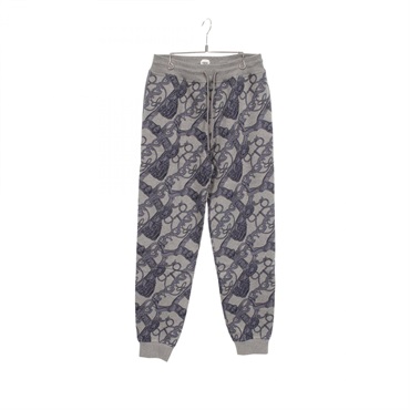 HERMES Bride de Cour Pants #36 cotton Camel Gray Blue Used Women