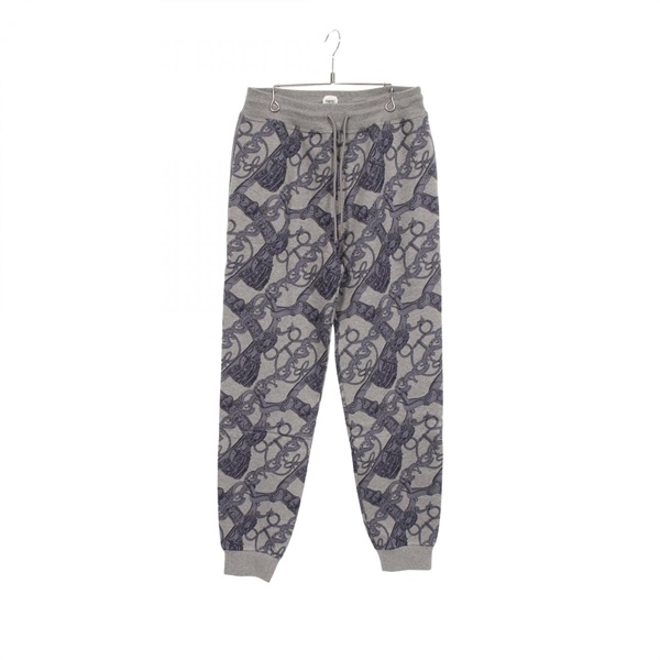 HERMES Bride de Cour Pants #36 cotton Camel Gray Blue Used Women