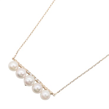 JEWELRY Pearl Diamond Necklace 18KPG Pink Rose Gold White Used Women