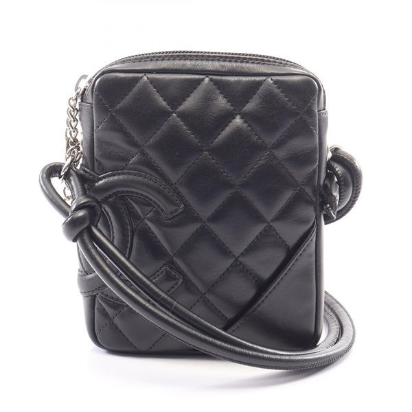 CHANEL Cambon Line Small Shoulder Crossbody Bag A25177 leather Black SHW Used