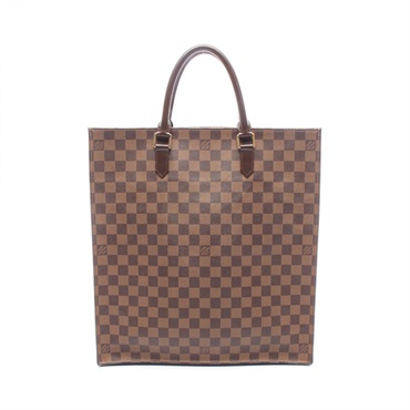 LOUIS VUITTON Sac Plat Tote hand Bag N51140 Damier leather Ebene Used Women LV