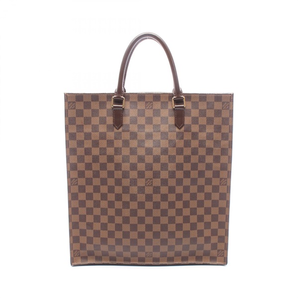 LOUIS VUITTON Sac Plat Tote hand Bag N51140 Damier leather Ebene Used Women LV