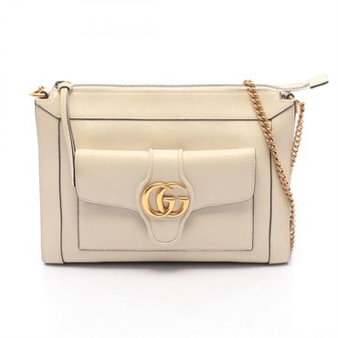GUCCI Double G chain Shoulder hand Bag 648999 leather White Used Women