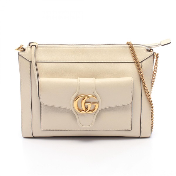 GUCCI Double G chain Shoulder hand Bag 648999 leather White Used Women