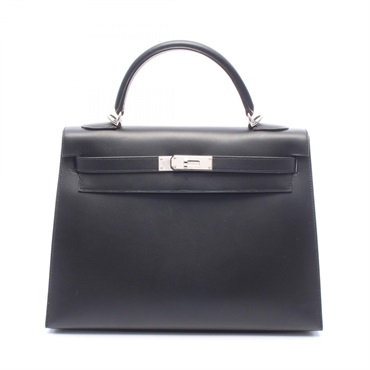 HERMES Kelly 32 outside stitched shoulder Handbag G Chamonix leather BK Used SHW