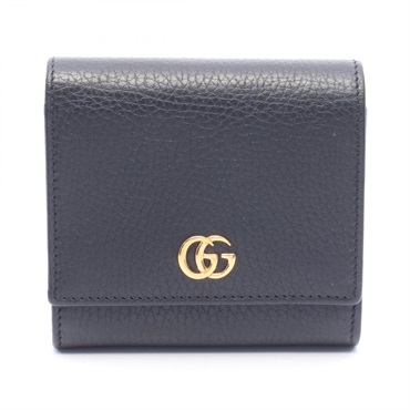 GUCCI GG Marmont Bi-fold compact purse wallet leather Black Used Women