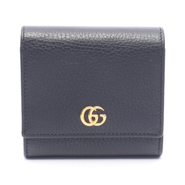 GUCCI GG Marmont Bi-fold compact purse wallet leather Black Used Women