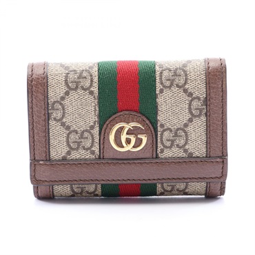 GUCCI Ophidia GG Supreme Tri-fold compact purse wallet 644334 leather PVC Beige
