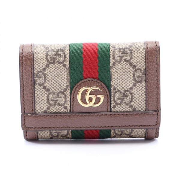 GUCCI Ophidia GG Supreme Tri-fold compact purse wallet 644334 leather PVC Beige