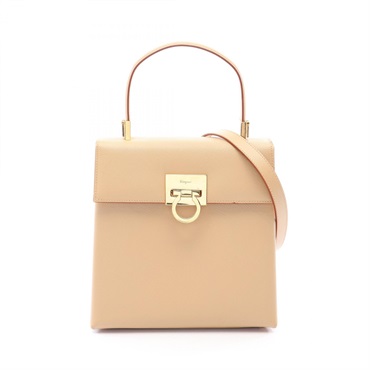 Salvatore Ferragamo Gancini Shoulder Handbag 21 0160 leather Beige Used Women