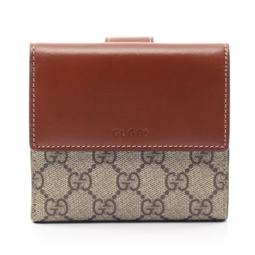 GUCCI GG Supreme Double Sided Wallet compact purse 410104 leather PVC beige Used