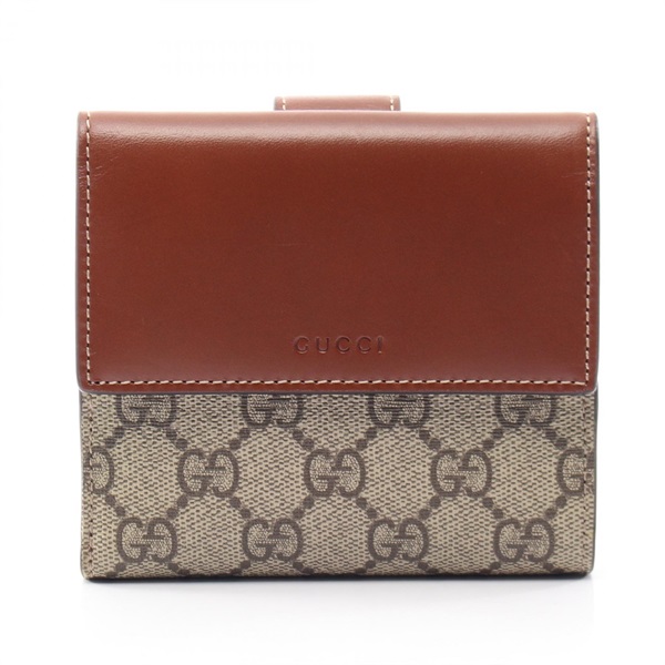 GUCCI GG Supreme Double Sided Wallet compact purse 410104 leather PVC beige Used