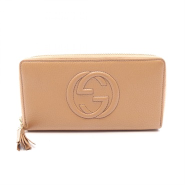 GUCCI Soho Interlocking G zip around long wallet purse 598187 leather Brown Used