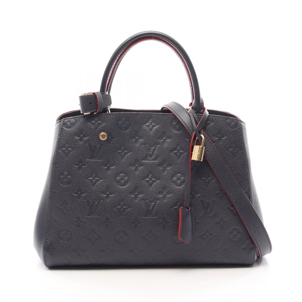 LOUIS VUITTON Montaigne MM shoulder Handbag M42746 Monogram empreinte navy used