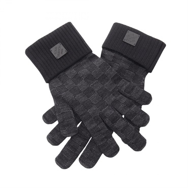LOUIS VUITTON Gloves Neo Petite Damier #S M77992 wool leather Black Gray Used